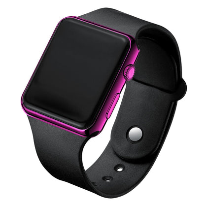 Montre LED Élégante en Silicone Noir pour Femme