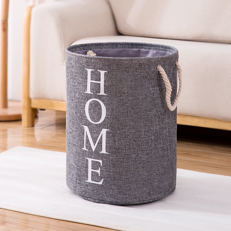 Panier à linge rond pliable avec poignées pratique et élégant