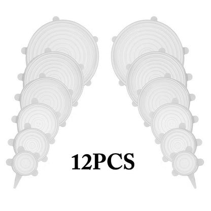 Couvercles en Silicone Extensibles – Lot de 12 Tailles Pratiques pour un Rangement Optimal