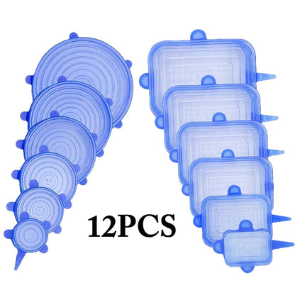 Couvercles en Silicone Extensibles – Lot de 12 Tailles Pratiques pour un Rangement Optimal