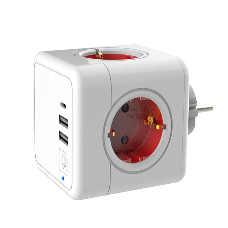 Multiprise Cube 4 Prises + 3 Ports USB - Le Compagnon Idéal pour Vos Appareils