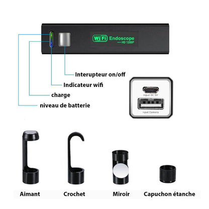 Caméra WiFi HD Endoscopique pour Inspections Faciles