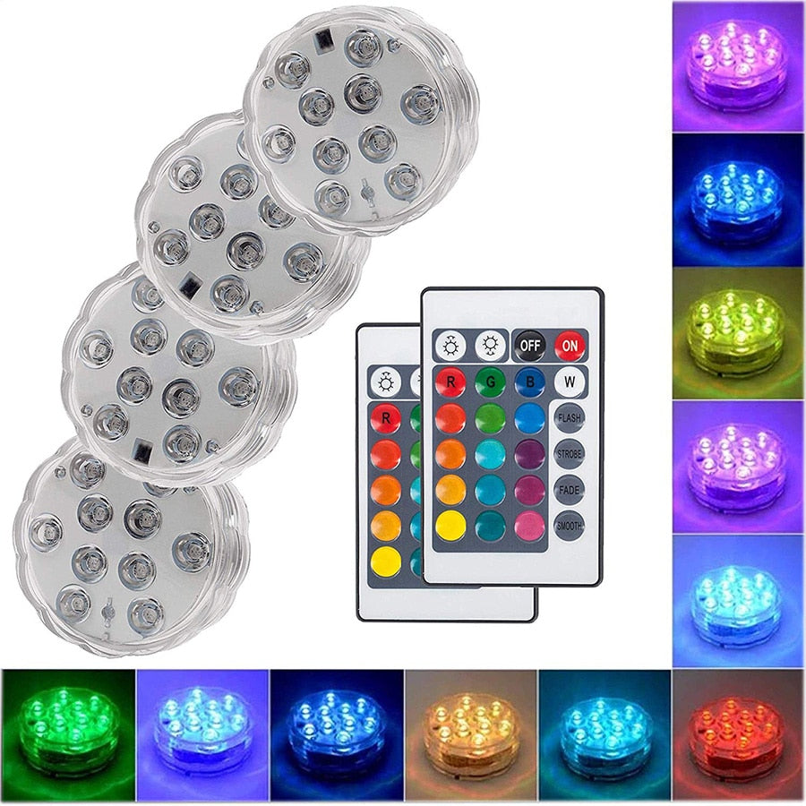 Lampe LED Submersible - Pack de 4 Spots Illuminez vos Espaces avec Style!