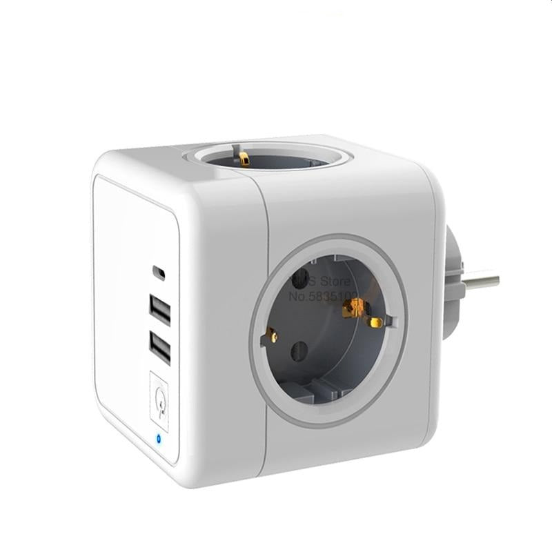 Multiprise Cube 4 Prises + 3 Ports USB - Le Compagnon Idéal pour Vos Appareils