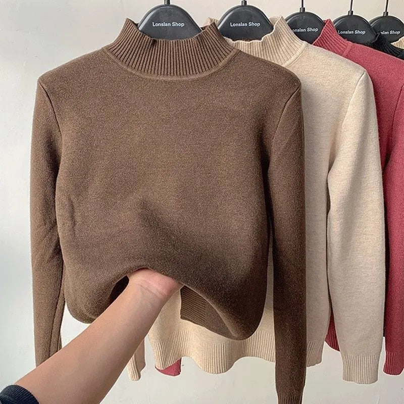 Pull "Sam" col cheminé avec doublure polaire : confort et élégance assurés.