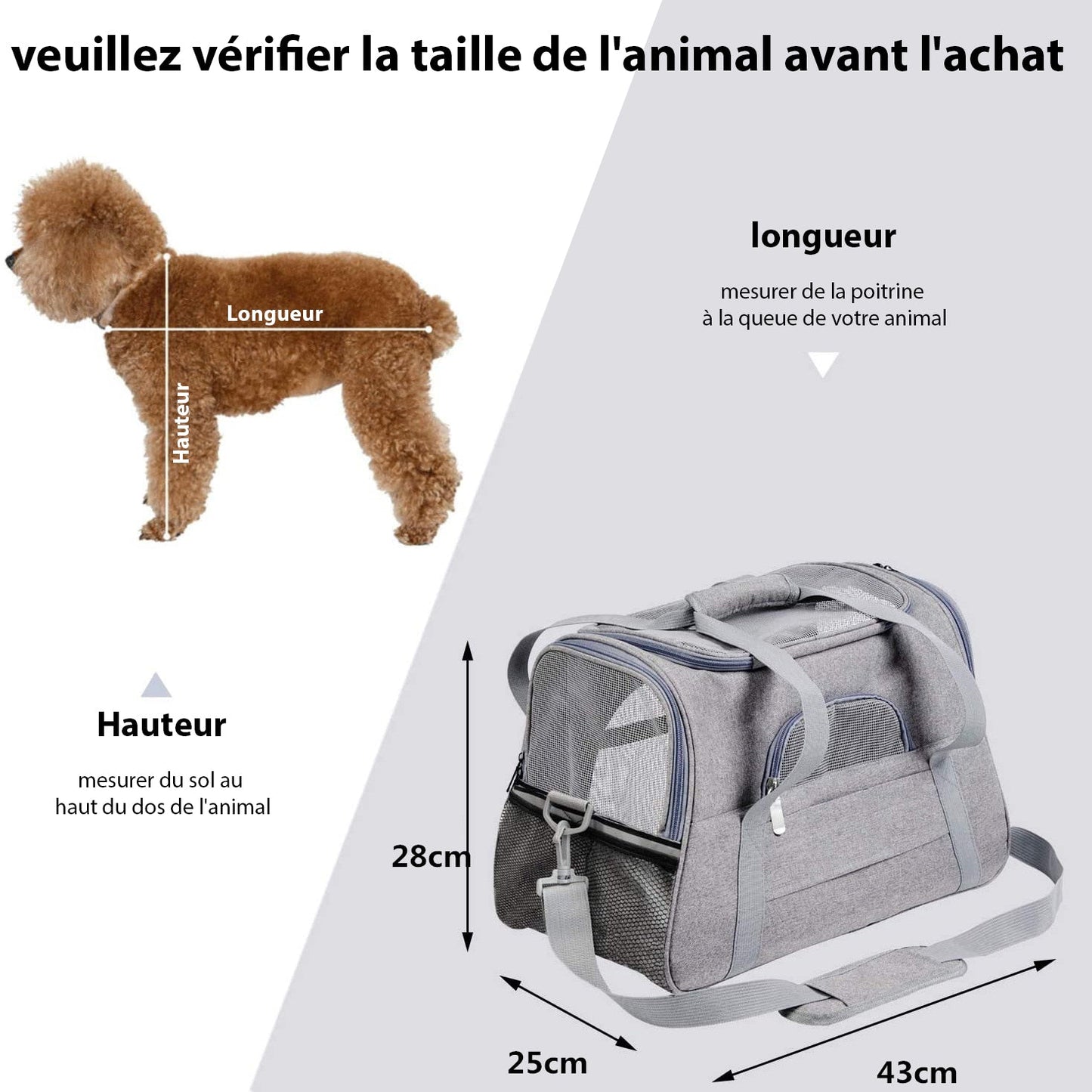 Sac de Transport Léger et Respirant pour Animaux de Compagnie