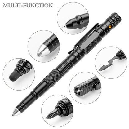 Stylo Tactique Multifonction avec Éclairage et Outils Essentiels