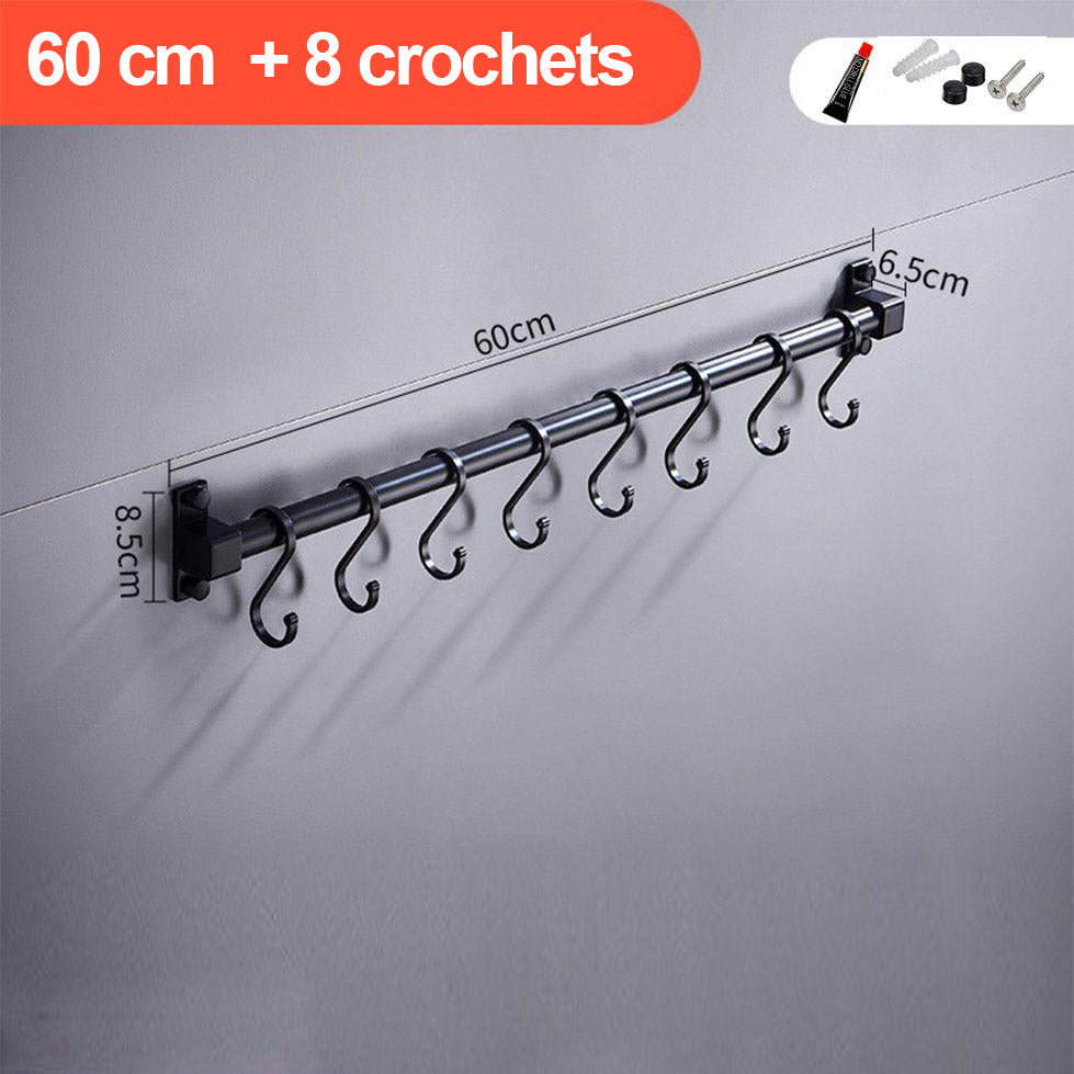 Barre Porte-Outils Élégante pour Cuisine avec Crochets Pratiques