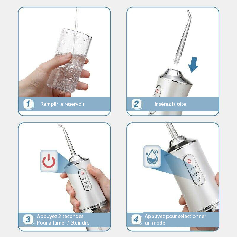 Irrigateur Dentaire Portable Rechargeable - Nettoyage Efficace et Pratique