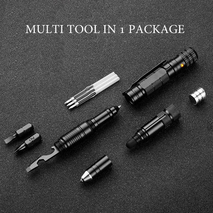 Stylo Tactique Multifonction avec Éclairage et Outils Essentiels