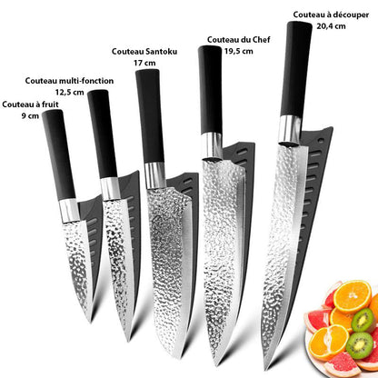 Set de Couteaux de Cuisine Japonais en Acier Inoxydable - Élégance et Précision au Service de Votre Cuisine
