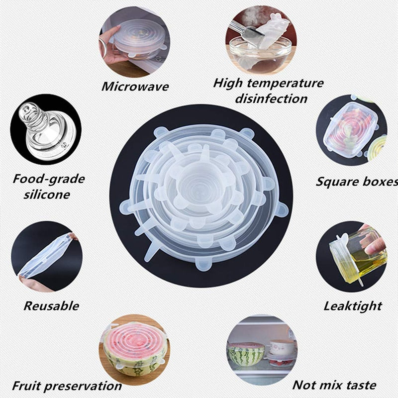 Couvercles en Silicone Extensibles – Lot de 12 Tailles Pratiques pour un Rangement Optimal