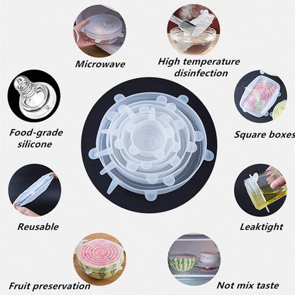 Couvercles en Silicone Extensibles – Lot de 12 Tailles Pratiques pour un Rangement Optimal