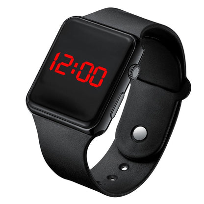 Montre LED Élégante en Silicone Noir pour Femme