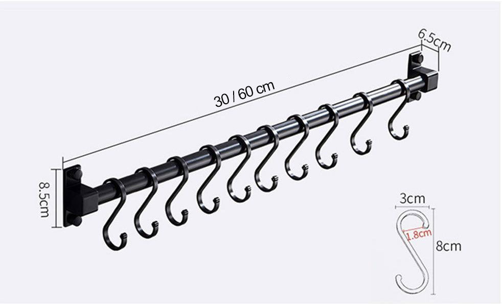 Barre Porte-Outils Élégante pour Cuisine avec Crochets Pratiques