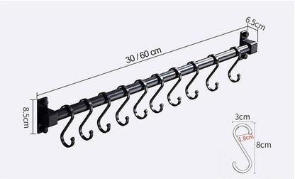Barre Porte-Outils Élégante pour Cuisine avec Crochets Pratiques