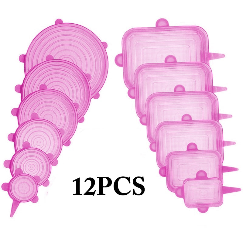 Couvercles en Silicone Extensibles – Lot de 12 Tailles Pratiques pour un Rangement Optimal