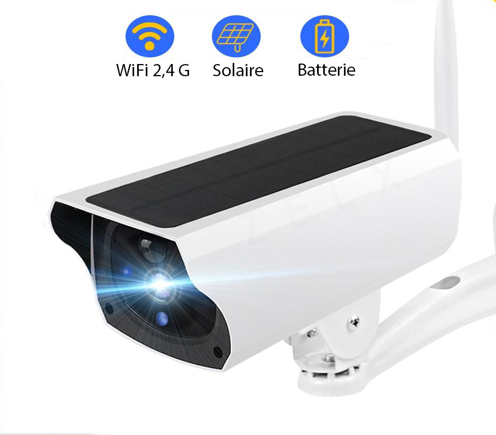 Caméra Solaire WiFi de Surveillance Extérieure avec Détection de Mouvement