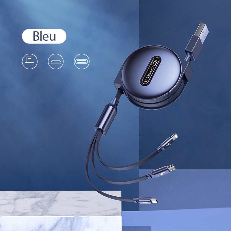 Câble de recharge ultra-rapide 3-en-1 pour tous vos appareils