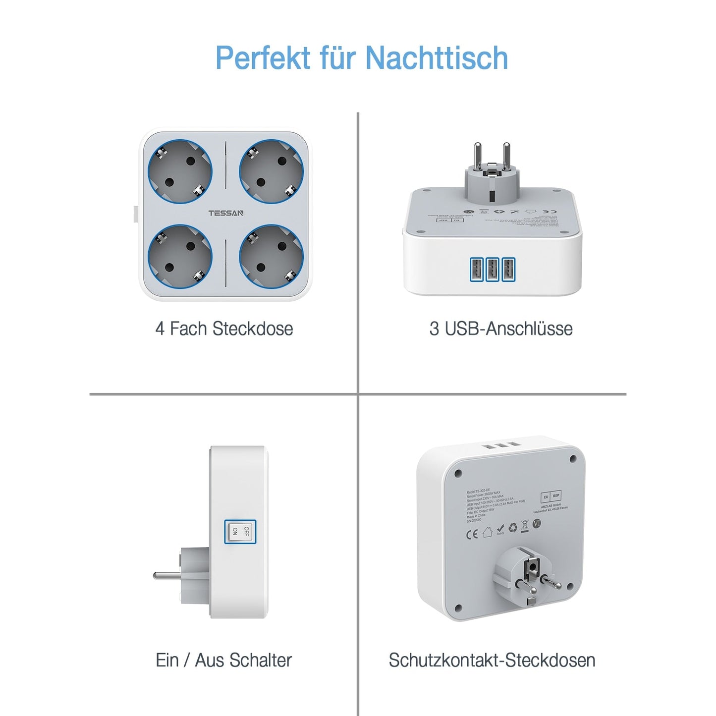 Multiprise Murale 7 en 1 - L'espace optimisé à portée de main
