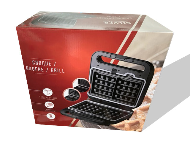 Grill Multifonction 2-en-1 pour Croque-Monsieur et Gaufres - 1000 W