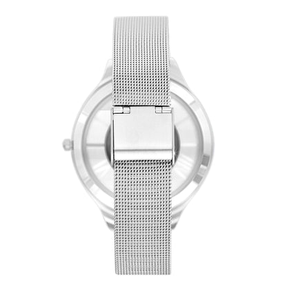 Montre en laiton ornée de 48 cristaux de bohème et bracelet en cuir noir