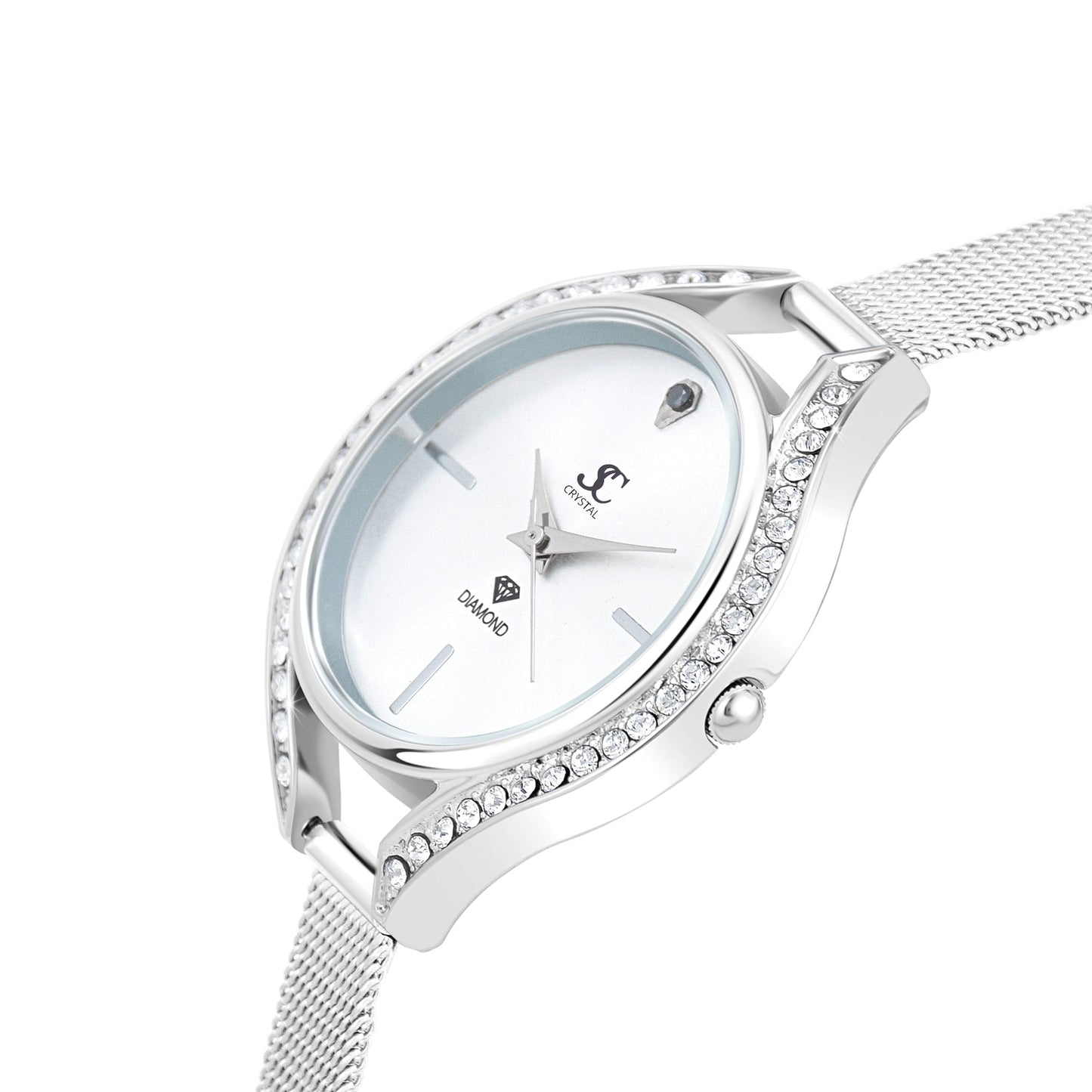 Montre Élégante en Laiton avec 46 Cristaux de Bohème et Bracelet en Cuir Noir