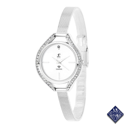 Montre Élégante en Laiton avec 46 Cristaux de Bohème et Bracelet en Cuir Noir