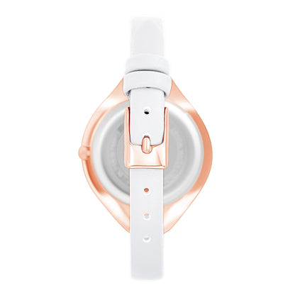 Montre Élégante en Laiton avec 46 Cristaux de Bohème et Bracelet en Cuir Noir