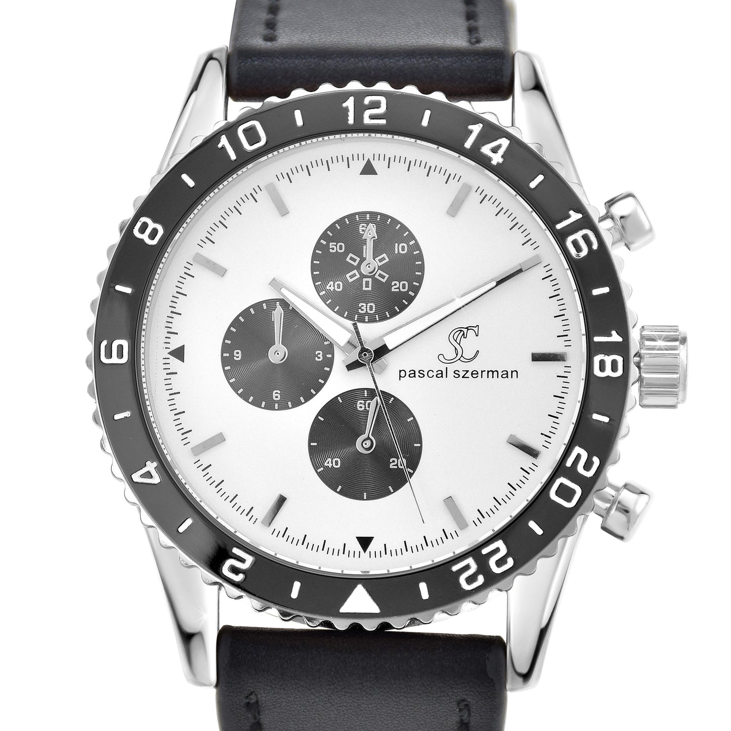 Montre Quartz Élégante pour Homme avec Bracelet en Cuir Noir - Pascal Szerman