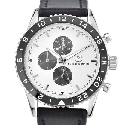 Montre Quartz Élégante pour Homme avec Bracelet en Cuir Noir - Pascal Szerman