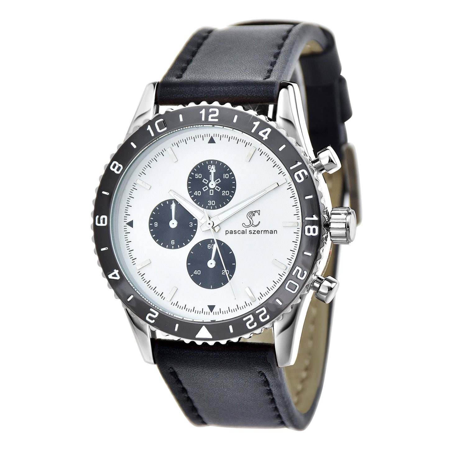 Montre Quartz Élégante pour Homme avec Bracelet en Cuir Noir - Pascal Szerman