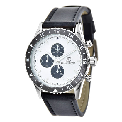 Montre Quartz Élégante pour Homme avec Bracelet en Cuir Noir - Pascal Szerman
