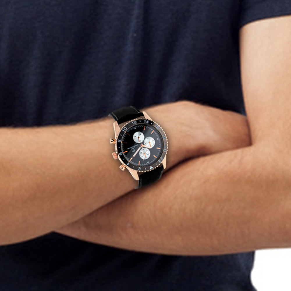 Montre Quartz Élégante pour Homme avec Bracelet en Cuir Noir - Pascal Szerman