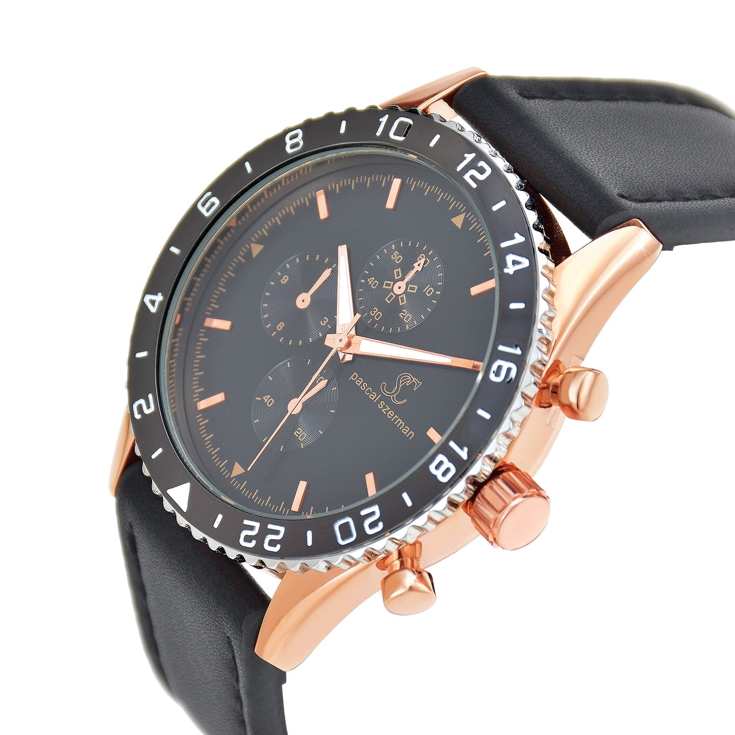 Montre Quartz Élégante pour Homme avec Bracelet en Cuir Noir - Pascal Szerman