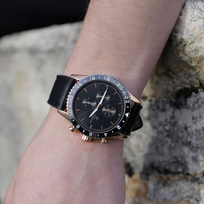 Montre Quartz Élégante pour Homme avec Bracelet en Cuir Noir - Pascal Szerman