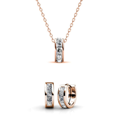 Ensemble Parure Square Hoop avec Cristaux Autrichiens - Élégance Moderne