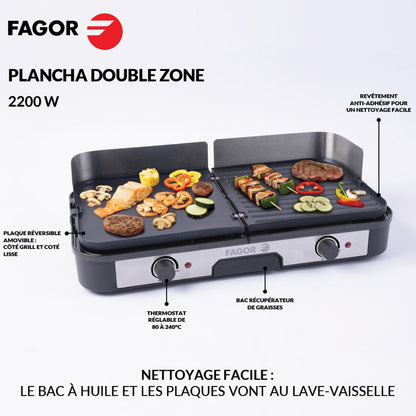 Plancha double zone intérieure/extérieure 2200 W Fagor