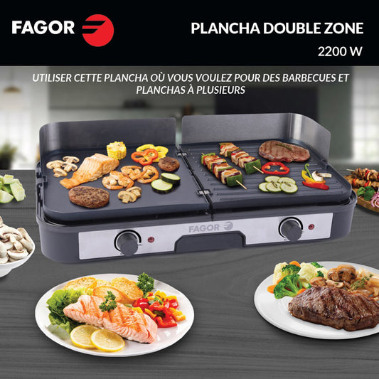 Plancha double zone intérieure/extérieure 2200 W Fagor