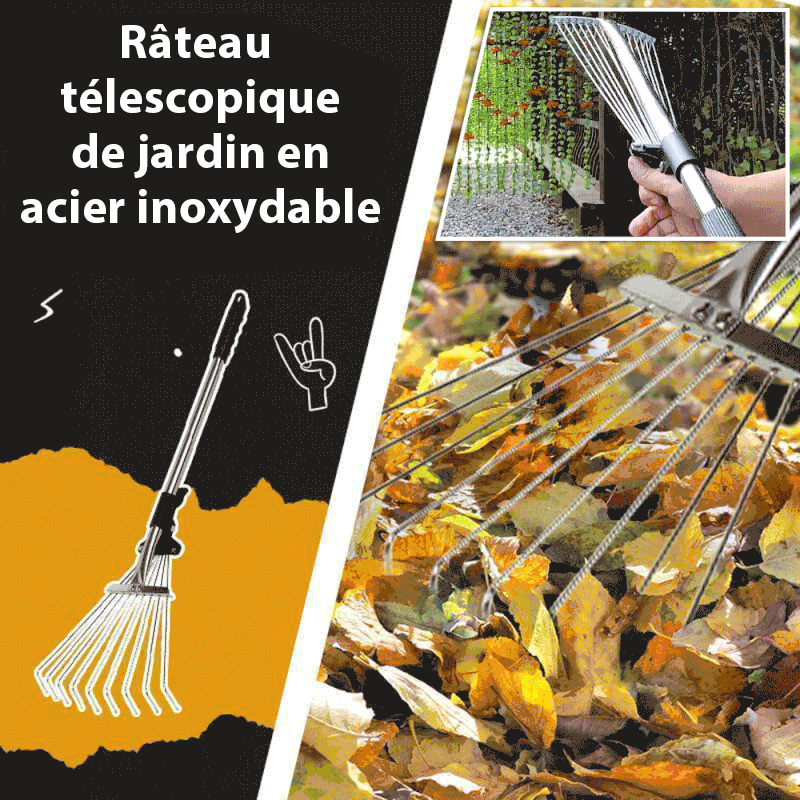 Râteau télescopique en acier inoxydable : l’outil idéal pour votre jardinage !