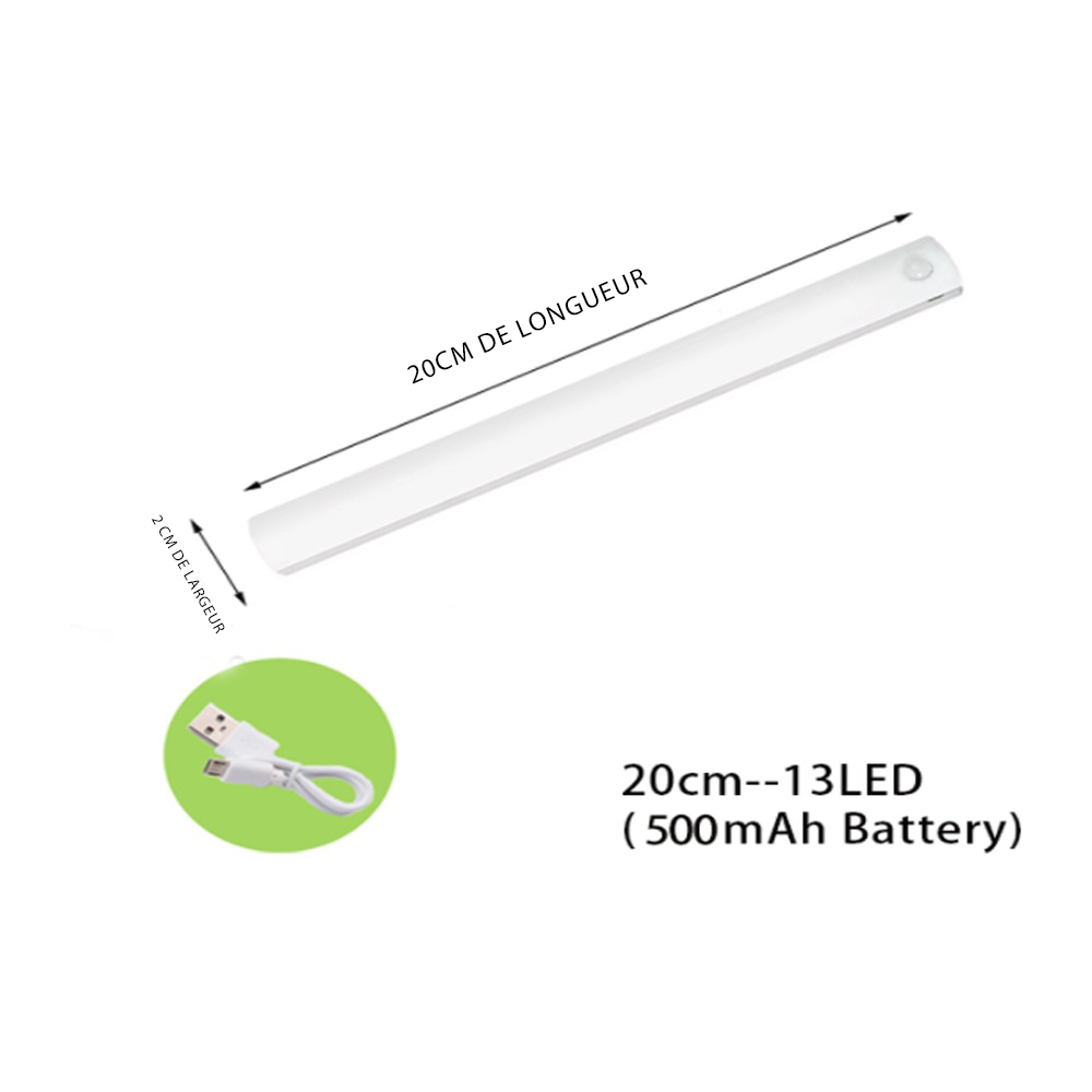 Lampe LED rechargeable avec détecteur de mouvement et intensité réglable