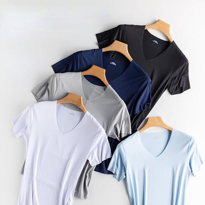 Lot de 2 T-shirts en soie glacée pour homme - Élégance et confort au quotidien