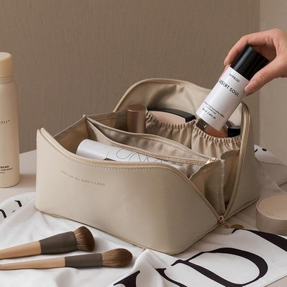 Trousse Cosmétique de Voyage Élégante en Cuir Végétalien