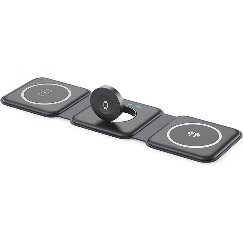 Chargeur Induction Pliable 3 en 1 - Chargez Tout en Style !