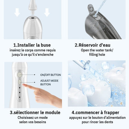 Irrigateur Buccal à Pression Variable avec Réservoir Intégré et Recharge USB