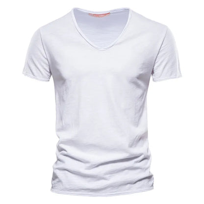 T-shirt Col en V 100% Coton pour Homme – Confort et Style Assurés