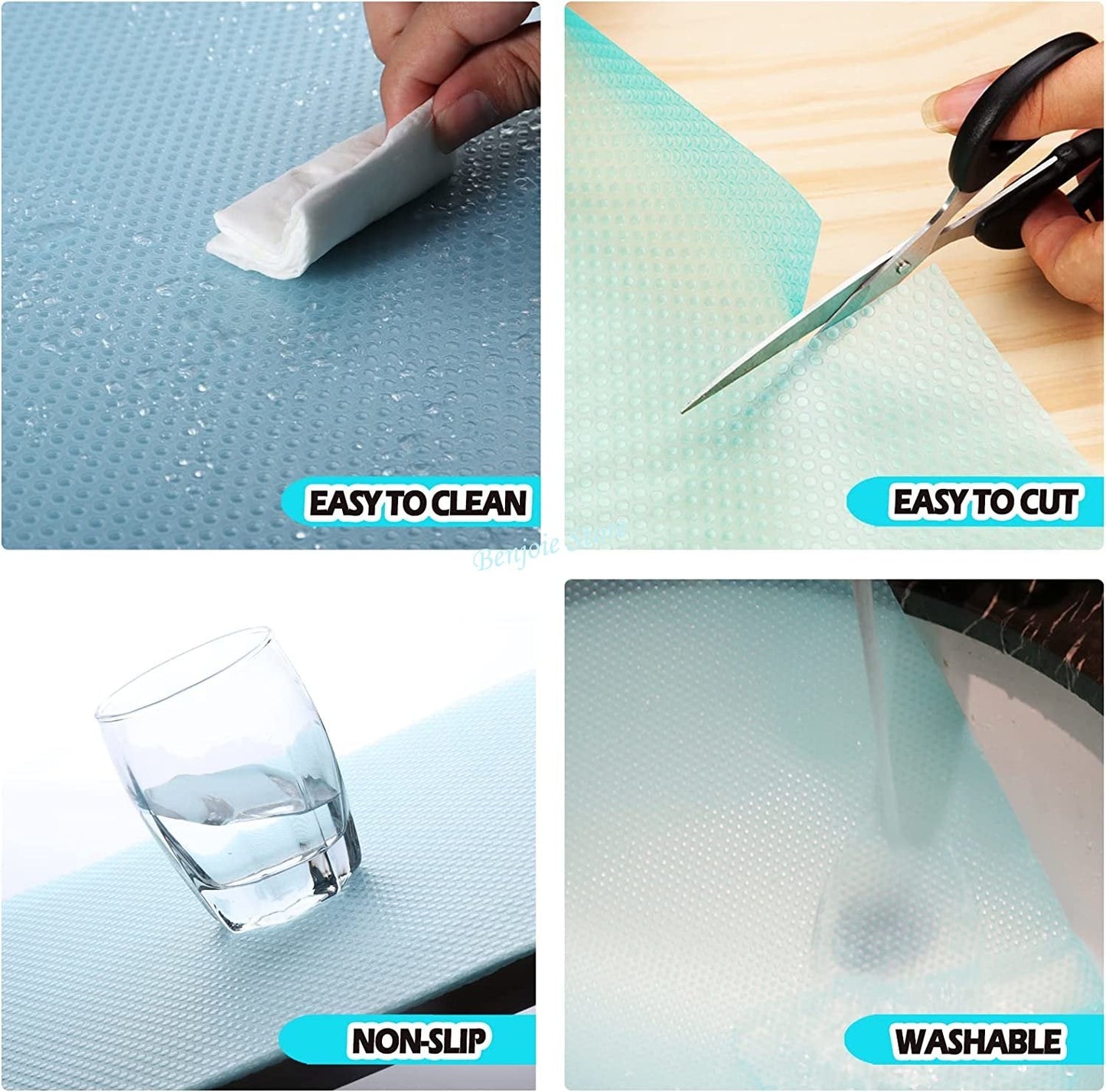 Ensemble de 4 tapis antibactériens et imperméables pour réfrigérateur