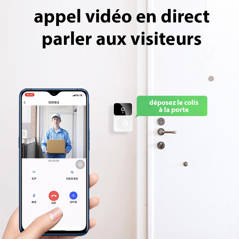 Sonnette vidéo sans fil reliée à votre Smartphone - Livraison Offerte