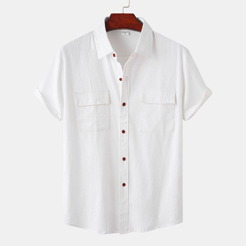 Chemise Coton-Lin Homme à Double Poche - Élégance et Confort