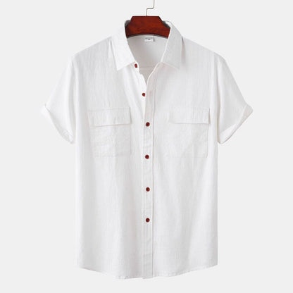 Chemise Coton-Lin Homme à Double Poche - Élégance et Confort
